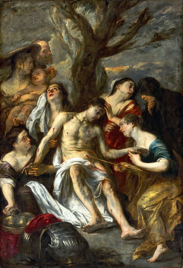 Saint Sebastian Tended by Saint Irene by Jan Cossiers