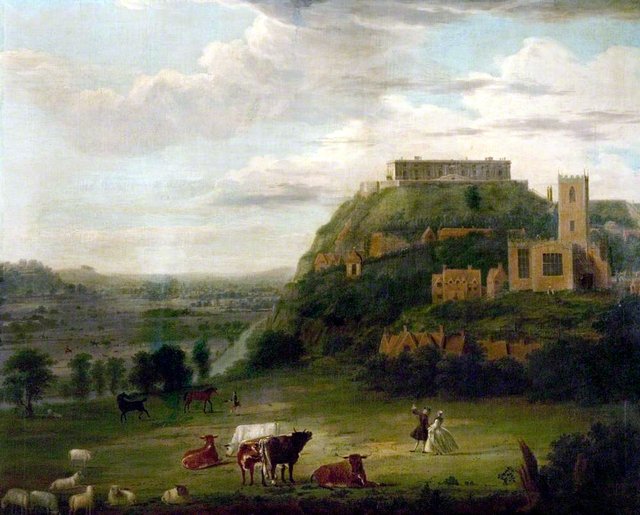 View of Nottingham Castle with St Nicholas' Church and Houses by Paul Sandby