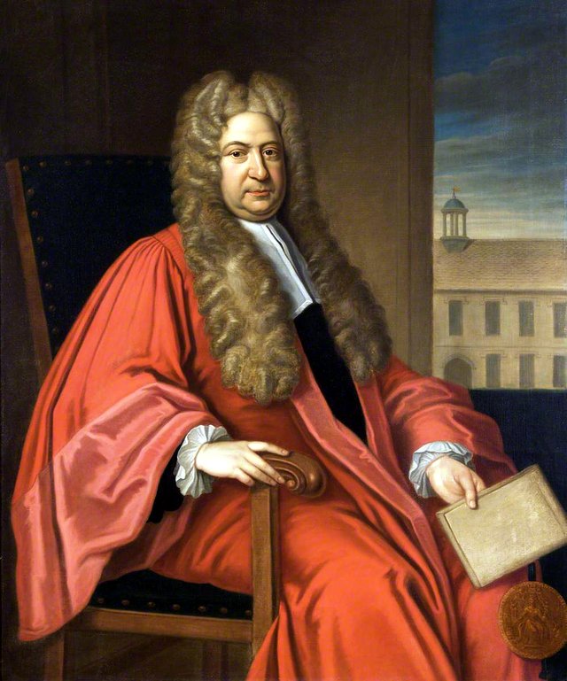 Sir Nathaniel Lloyd (1669–1745), Benefactor (with Trinity Hall in the background) by James Thornhill