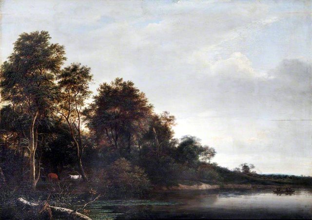 Wood Scene and River by Cornelis Vroom
