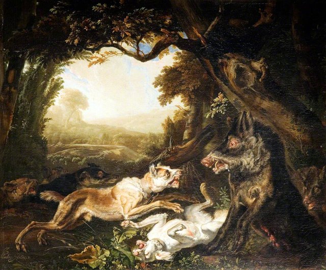 A Boar Hunt by Abraham Hondius