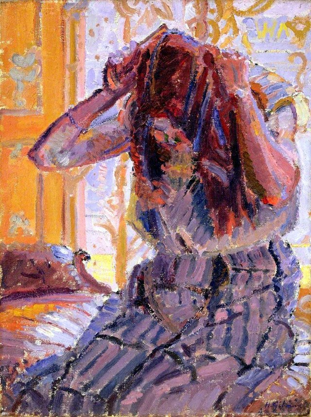 Girl Combing Her Hair by Harold Gilman