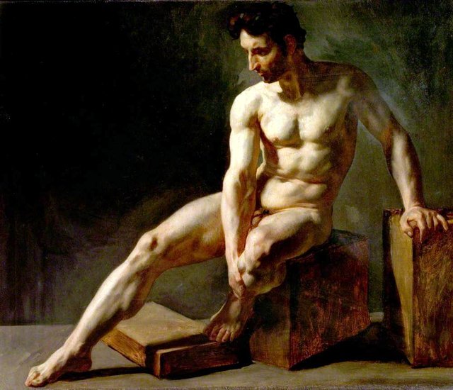 Seated Male Nude by Édouard Detaille