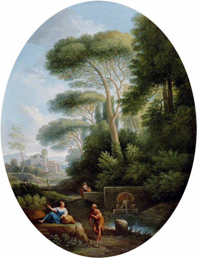 Landscape with a Fountain by Jan Frans van Bloemen