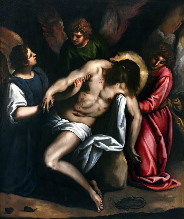 Dead Christ Supported by Three Angels by Palma il Giovane