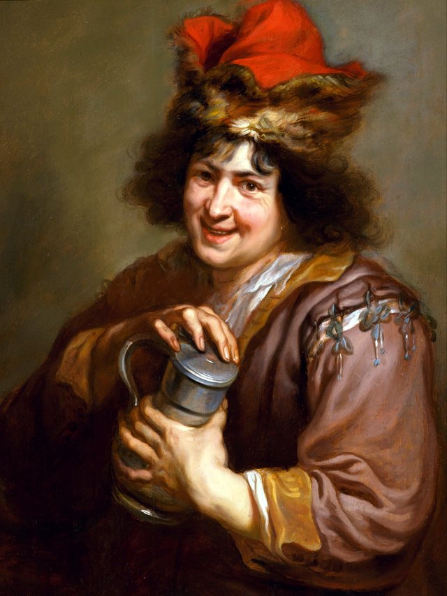 Young man holding a tankard by Jan Cossiers