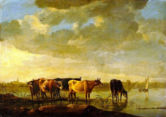 Cows by a River by Jacob van Strij