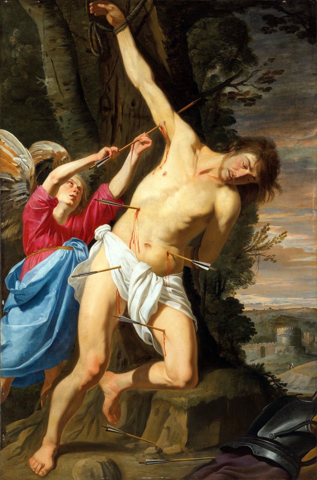 Saint Sebastian healed by an angel by Theodoor Rombouts
