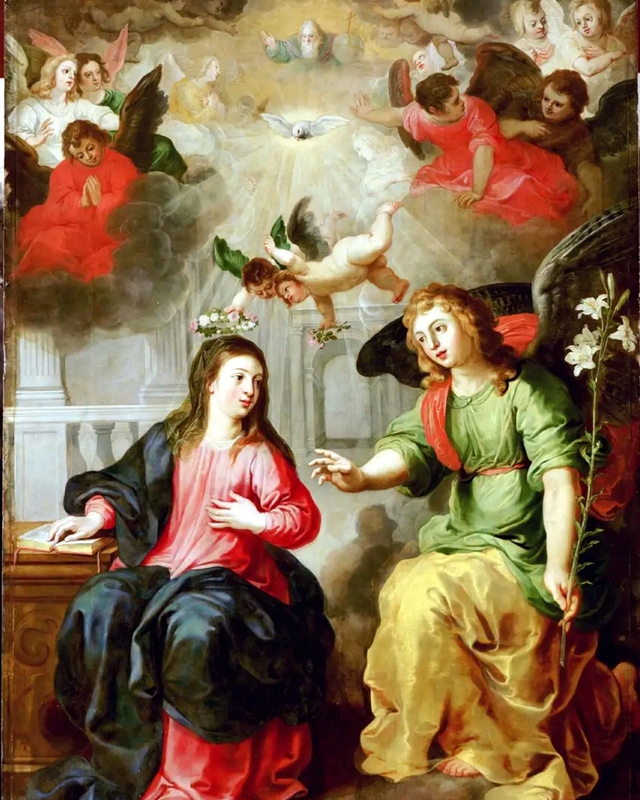 Mysteries van de Rozenkrans: Boodschap van Gabriël aan Maria by Hendrick van Balen the Elder