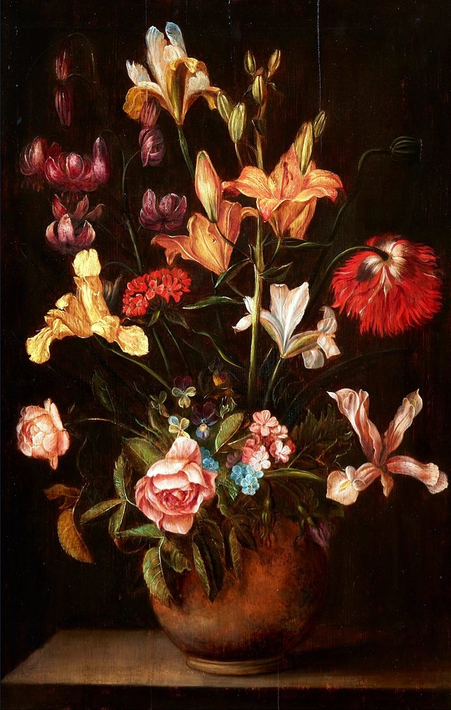 Vase of flowers in an earthenware vase by Alexander Adriaenssen