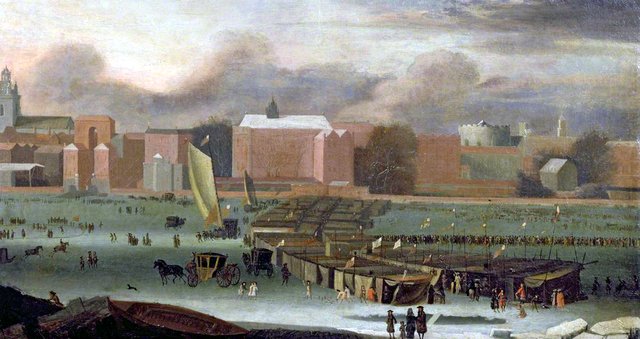 A Frost Fair on the Thames at Temple Stairs by Abraham Hondius