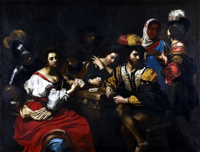 Card players and fortune teller by Nicolas Régnier