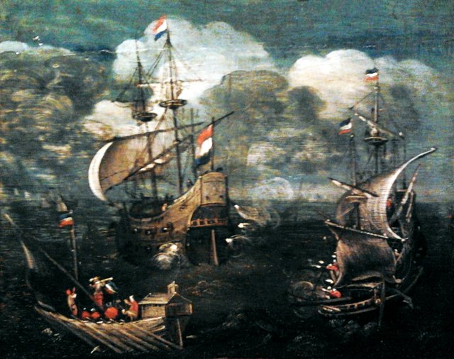 Ship battle. by Hendrick Cornelisz Vroom