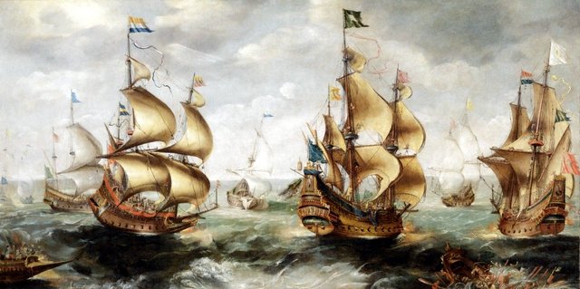 Ships at sea. by Andries van Eertvelt