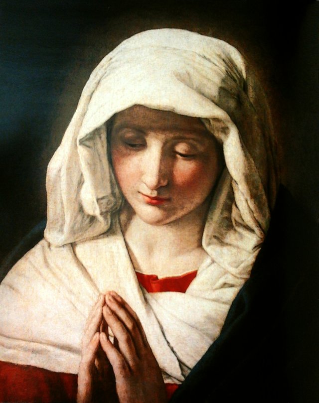Virgin in prayer. by Giovanni Battista Salvi da Sassoferrato