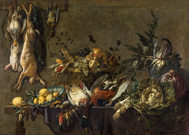 Kitchen still life by Adriaen van Utrecht