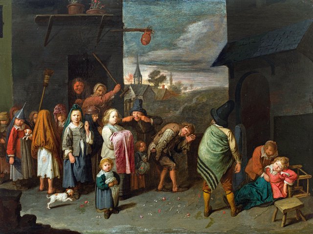 Charivari, parody of a baptismal cortege by David Ryckaert III
