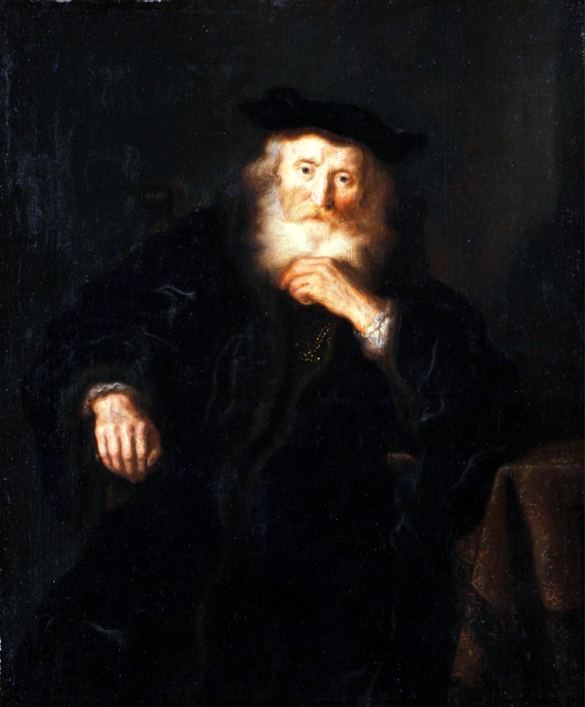Old man wearing a beret by Salomon Koninck