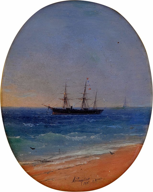 A Ship of the Russian Navy off the Coast by Ivan Aivazovsky