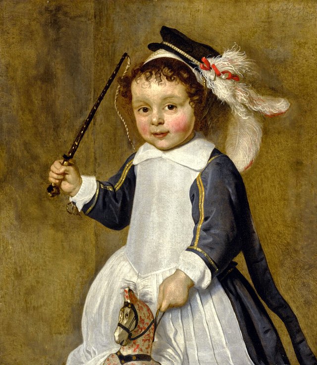 Portrait of a young boy on a hobby horse, three-quarter length by Ludolf de Jongh