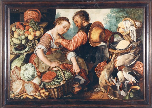 Woman Selling Vegetables and her Lover by Joachim Beuckelaer
