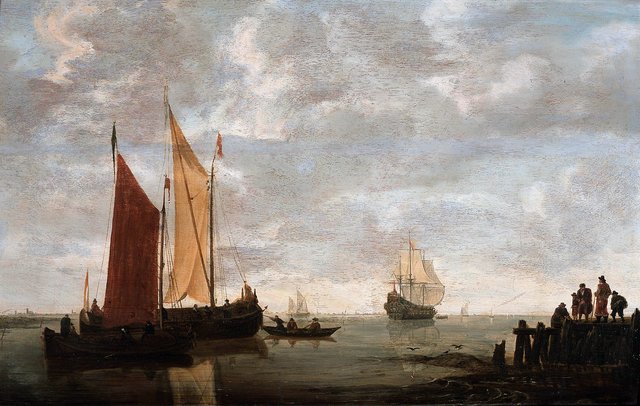 Sailing boats at the shore. by Simon de Vlieger