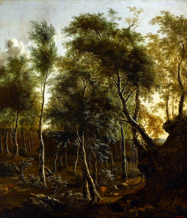 A wooded landscape by Frederik de Moucheron