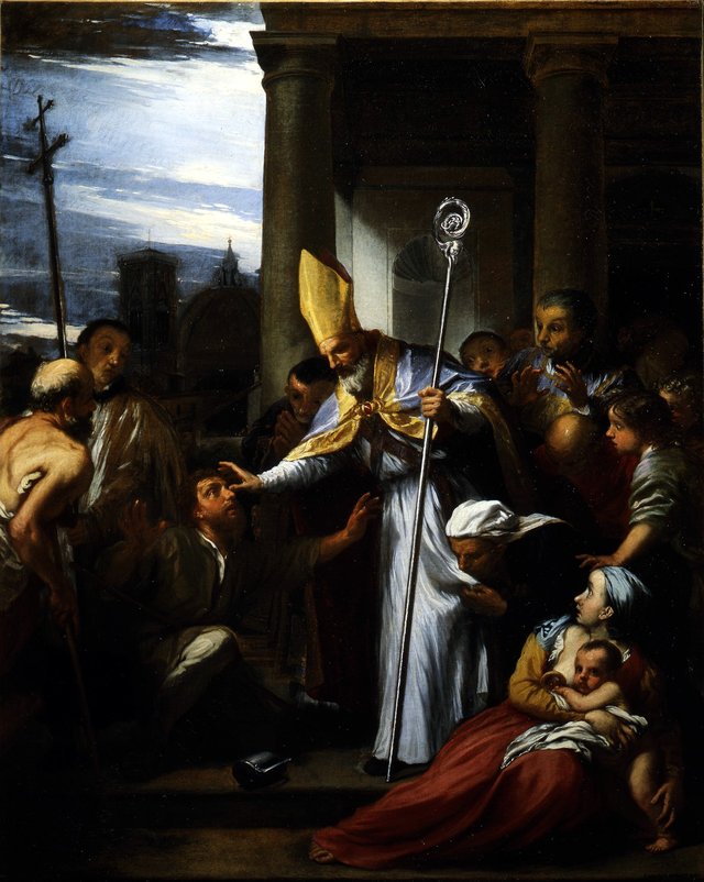 St Zenobius restores the sight of a blind man by Livio Mehus
