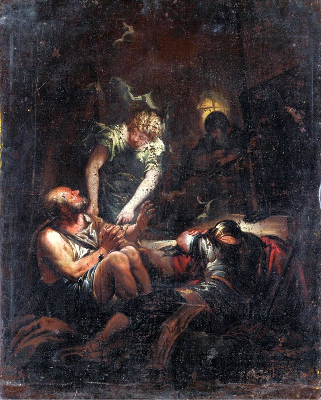 Saint Peter visited by the angel by Livio Mehus