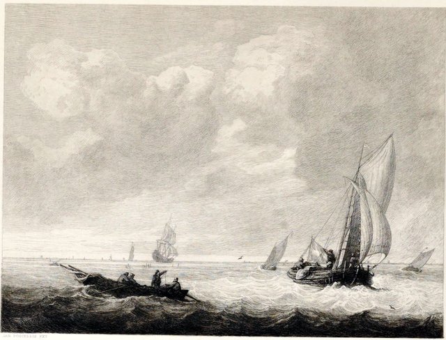 Sea piece - a fresh breeze by Jan Porcellis
