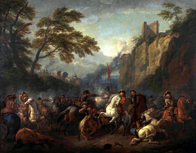 Battle scene by Pieter van Bloemen