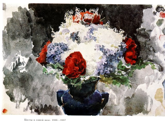 Flowers in Blue Vase by Mikhail Vrubel