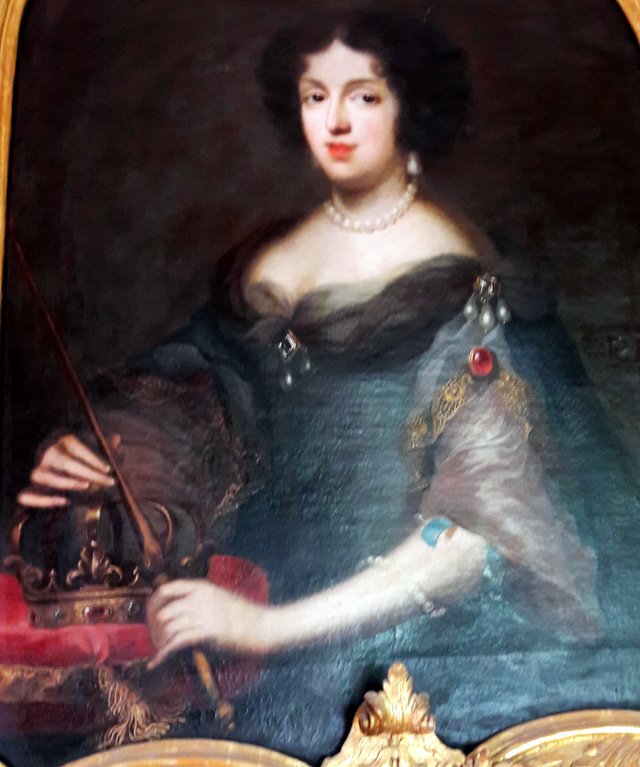 Portrait of Marie Casimire Sobieska with a crown and sceptre. by Charles Le Brun