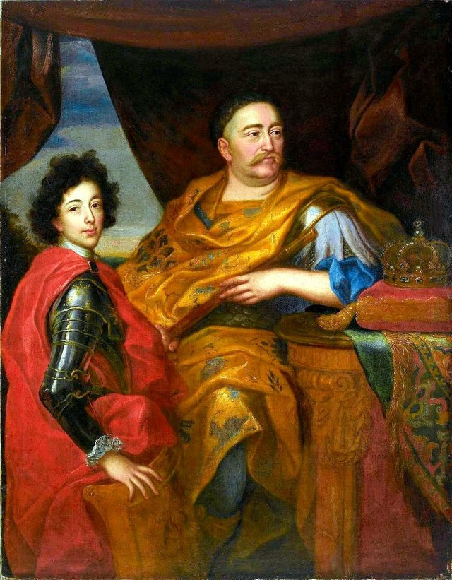 Portrait of John III Sobieski (1629-1696) with his son James by Jerzy Siemiginowski-Eleuter