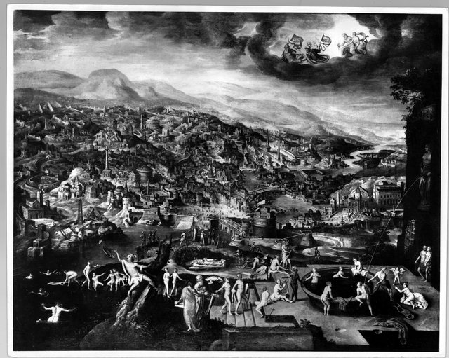Landscape with a view on Rome by Maarten van Heemskerck