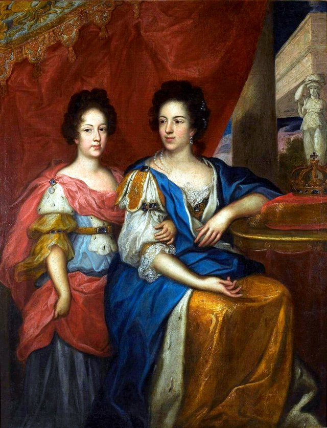 Portrait of Marie Casimire with her daughter Teresa Kunegunda. by Jerzy Siemiginowski-Eleuter