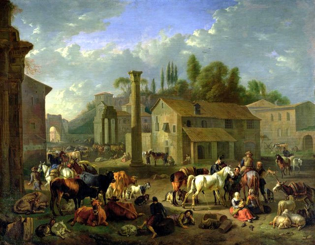 Soldiers resting in a Village by Pieter van Bloemen