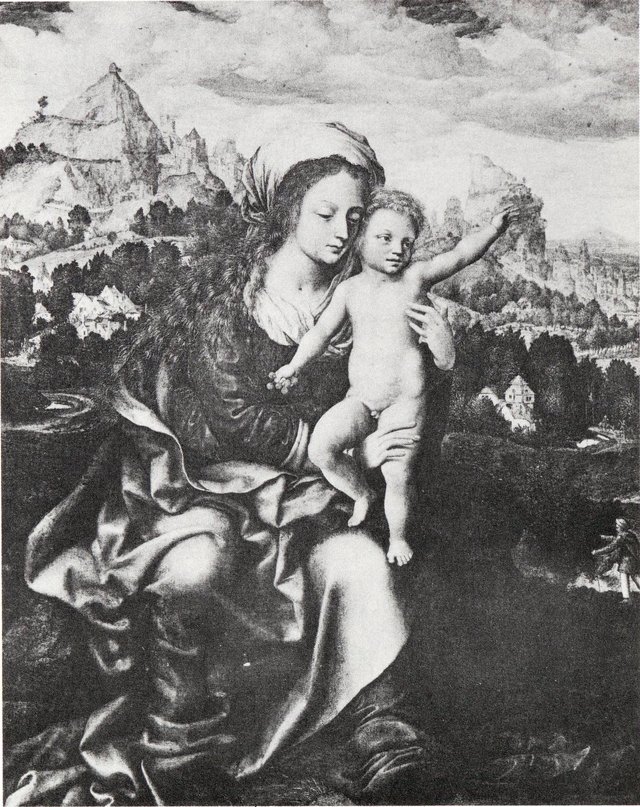 Maria met kind in een landschap by Jan Sanders van Hemessen