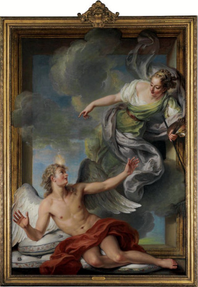 Awakening sleeping Genius by Charles-Antoine Coypel