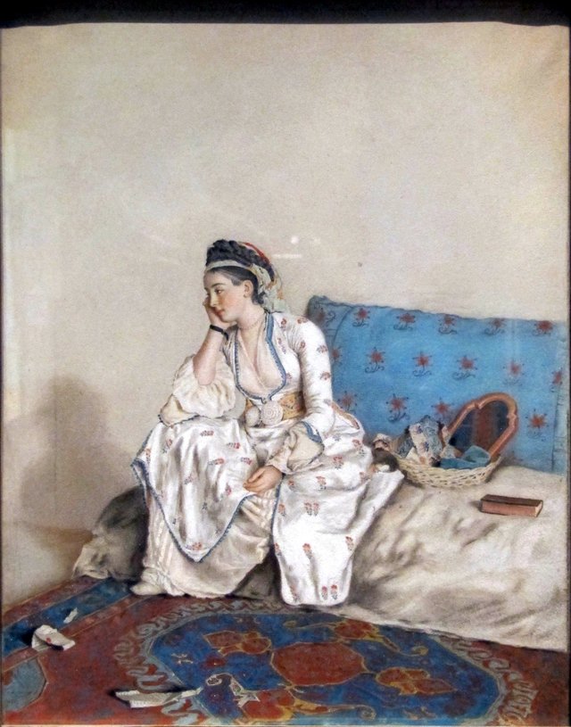 Dame pensive sur un sofa by Jean-Étienne Liotard