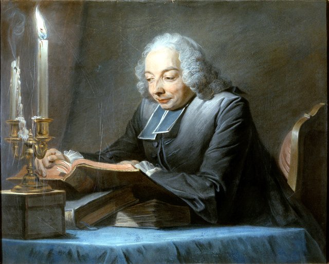 The Abbé Jean-Jacques Huber Reading (1699 –1747) by Maurice Quentin de La Tour