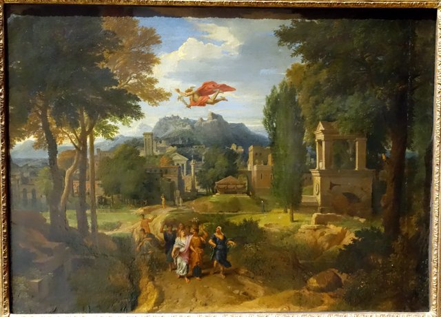 Antique landscape with Hermes and Herse by Francisque Millet