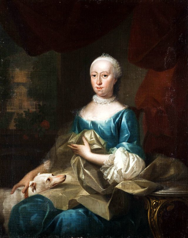 Portrait einer Dame mit Hündchen by Aert Schouman