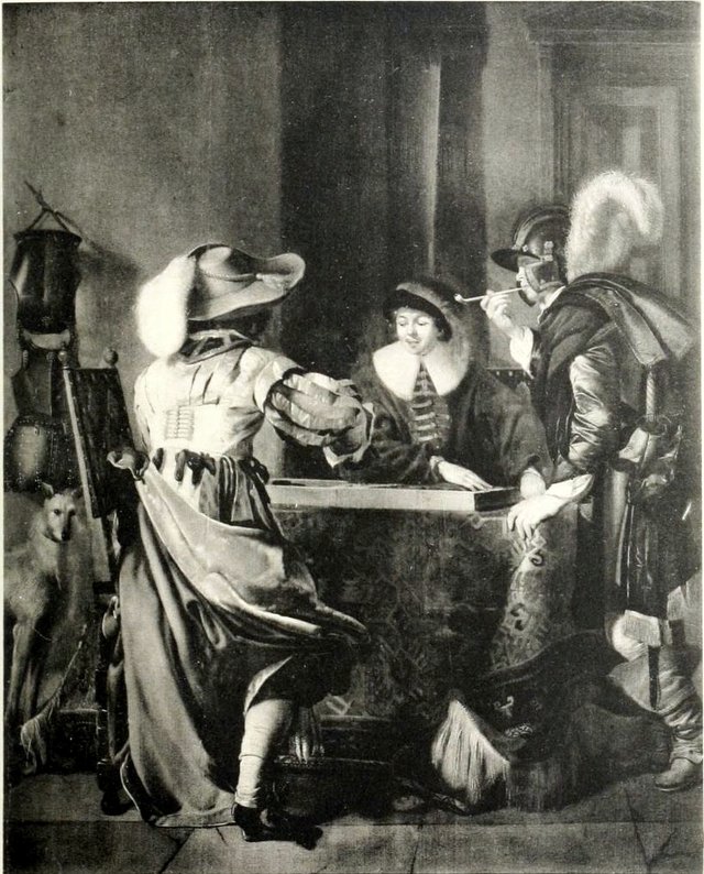Three officers playing tric-trac by Willem Cornelisz Duyster