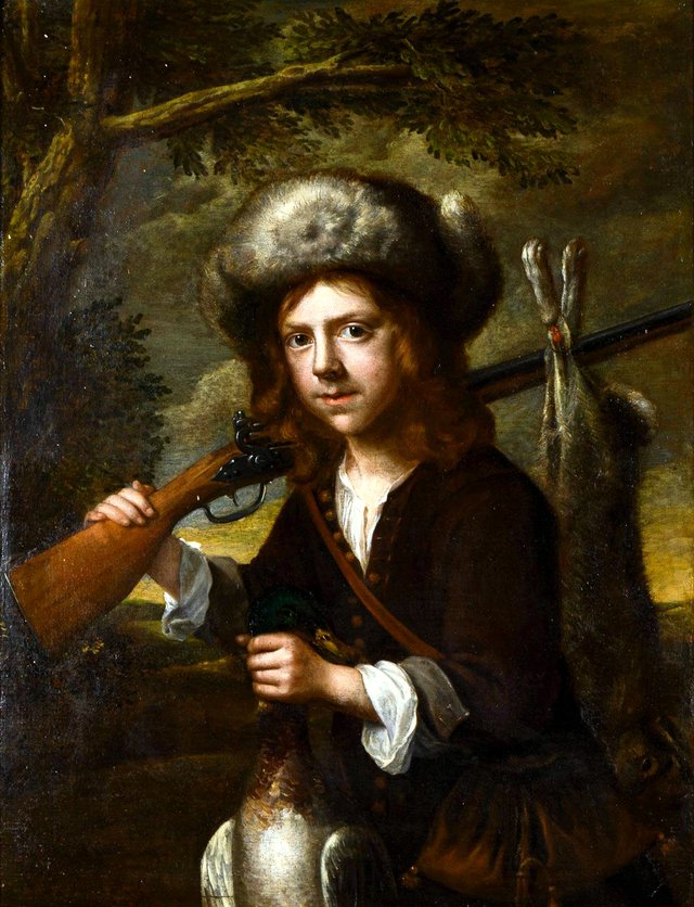Portrait of a young hunter by Joachim von Sandrart the Elder