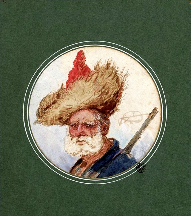 The Head of a Cossack. by Aleksander Orłowski