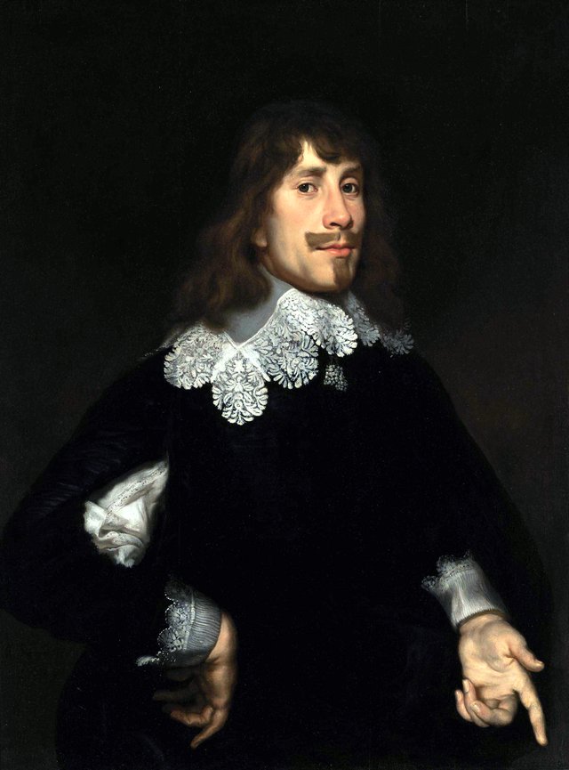 Portrait of a gentleman, bust-length, in a black doublet by Joachim von Sandrart the Elder