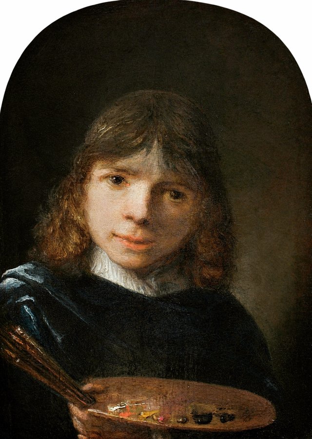 Portrait of a young man, probably a self portrait by Samuel van Hoogstraten