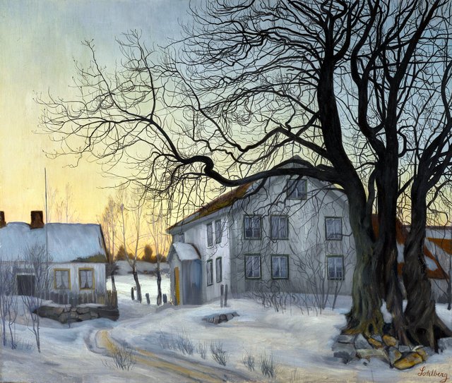 Winter evening by Harald Sohlberg