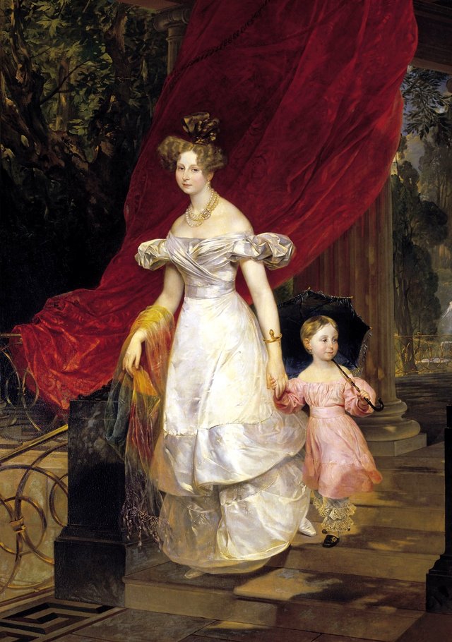 Portrait of Grand Duchess Elena Pavlovna with her daughter by Karl Bryullov